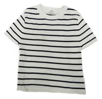Bílo-černé pruhované žebrované pletené tričko H&M