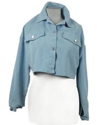 Dámska svetlomodrá menšestrová crop košeľová bunda Shein