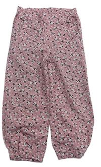 Svetloružové kvetované voľné é nohavice Pep&Co