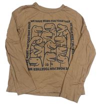 Hnedé tričko s dinosaurami H&M
