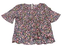 Tmavomodrá kvetovaná blúzka H&M