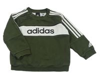 Tmavozeleno-bílá mikina Adidas