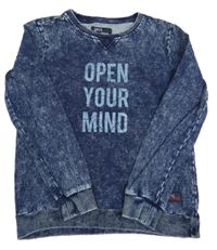 Tmavomodrá plísňová mikina riflového vzhledu s nápisom POCOPIANO