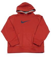 Červená sportovní funkční mikina s logem a kapucí Nike