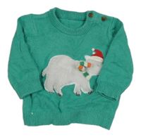 Zelený sveter s ledním medvěďom M&S