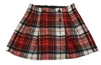 Červeno-čierno-smotanová kockovaná vlnená sukňa Tu