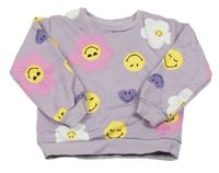 Lila mikina s kvietkami