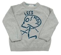 Šedý svetr s lebkou Zara