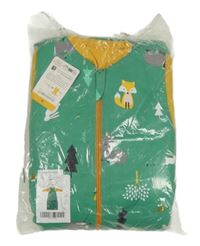 Nové - Zeleno-žlutý zateplený spací pytel so zvieratkami