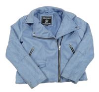 Svetlomodrá semišová crop bunda