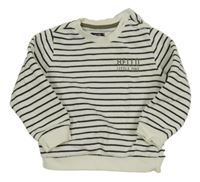 Bielo-čierna pruhovaná mikina s nápisom