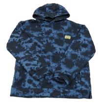 Tmavomodrá batikovaná mikina s nášivkou a kapucňou Primark