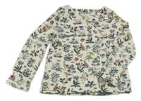 Smetanovo-květované triko s lamami Joules