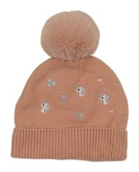 Růžová čepice s jednorožci a bambulí F&F