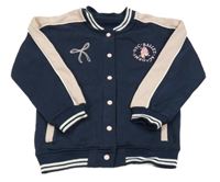 Tmavomodro-světlerůžová baseballová mikina s mašlí 