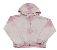 Svetloružová batikovaná prepínaci crop mikina s kapucňou F&F