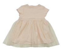 Svetloružové žebrovano/tylové šaty Kiabi