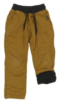 Béžové plátenné podšité nohavice so sivým pasom Dopodopo