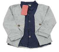 Nové - Sivý mikinový cardigan so všitou halenkou PatPat