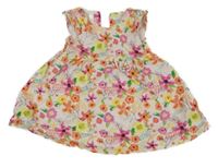 Bielo-farebné kvetované šaty s vtáčky C&A