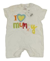 Nové - Bílý bavlněný kraťasový overal s nápisem se srdcem Next