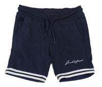 Tmavomodré teplákové kraťasy s nápisom Jack&Jones