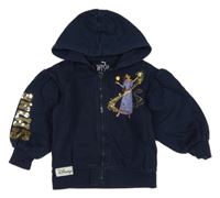 Tmavomodrá propínací mikina s potiskem a kapucí - Přání Disney