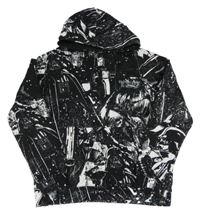 Černo-bílá vzorovaná mikina s kapucí H&M