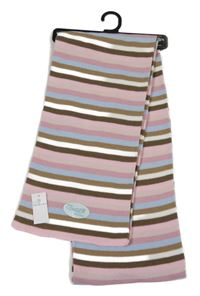Nové - Bílo-růžovo-hnědá pruhovaná šála Primark
