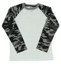 Bílo-šedo-army tričko F&F