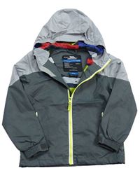 Sivo-tmavosivá šušťáková jesenná funkčná bunda s kapucňou Trespass