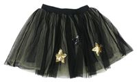 Čierna sieťovaná sukňa s hviezdičkami