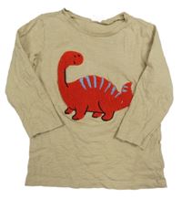 Béžové tričko s dinosaurom H&M