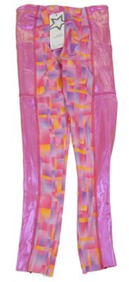 Nové - Ružovo-fialovo-oranžové vzorované športové legíny zn. Dunnes
