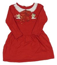 Červené bavlnené šaty s mačkami H&M