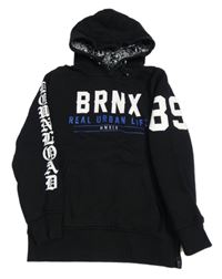 Čierna mikina s nápisom a kapucňou C&A