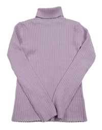 Fialový trblietavý rebrovaný sveter s rolákom George