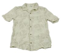 Smetanová mušelínová košile s listy M&S