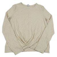 Béžový rebrovaný sveter s překřížením Yigga