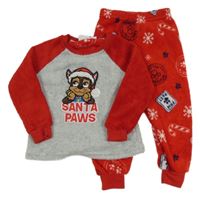 Červeno-šedé plyšové pyžamo s Chasem - Tlapková patrola Nickelodeon 