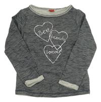 Tmavomodrá melírovaná pletená mikina so srdiečkami S. Oliver