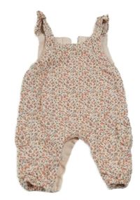 Světlerůžové podšité manšestrové laclové kalhoty s kytičkami Next 