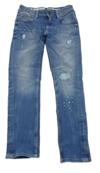 Svetlomodré skinny rifle s fľakmi