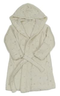 Bílý chlupatý župan s hvězdičkami a kapucí H&M