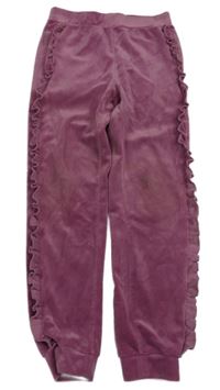 Ružové plyšové nohavice s volánikmi Little kids