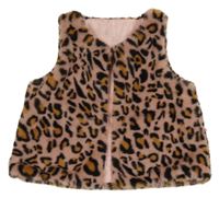 Svetloružová -čierno-béžová vzorovaná podšitá vesta