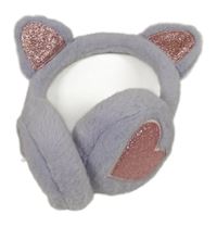 Levandulové chlupaté klapky na uši - kočka 