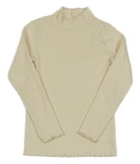 Béžové rebrované trblietavé tričko s rolákom Name it