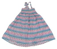 Farebné pruhované kvetované plátenné šaty Primark