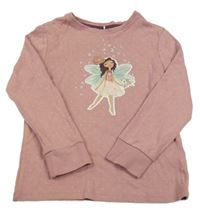 Růžové triko s vílou a hvězdičkami George 